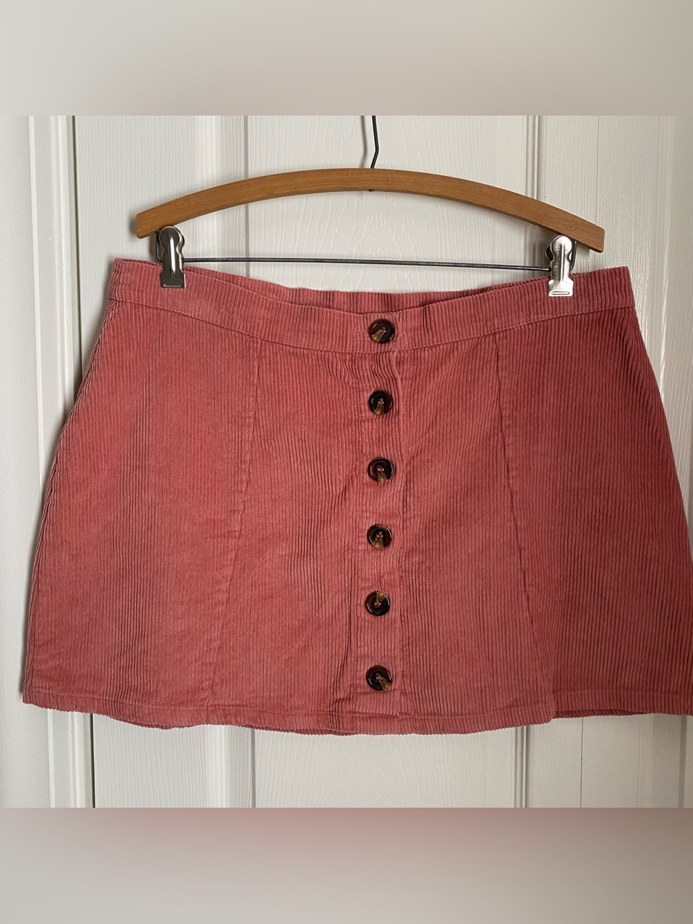 Riley&James Dusty Rose Pink Corduroy Button Front Mini Skirt XL Academia Fall